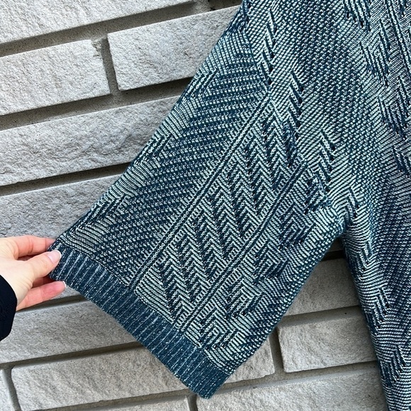 Woolrich Katie Bird Short Sleeve Hooded Cardigan Blue Size M/L - Picture 8 of 14